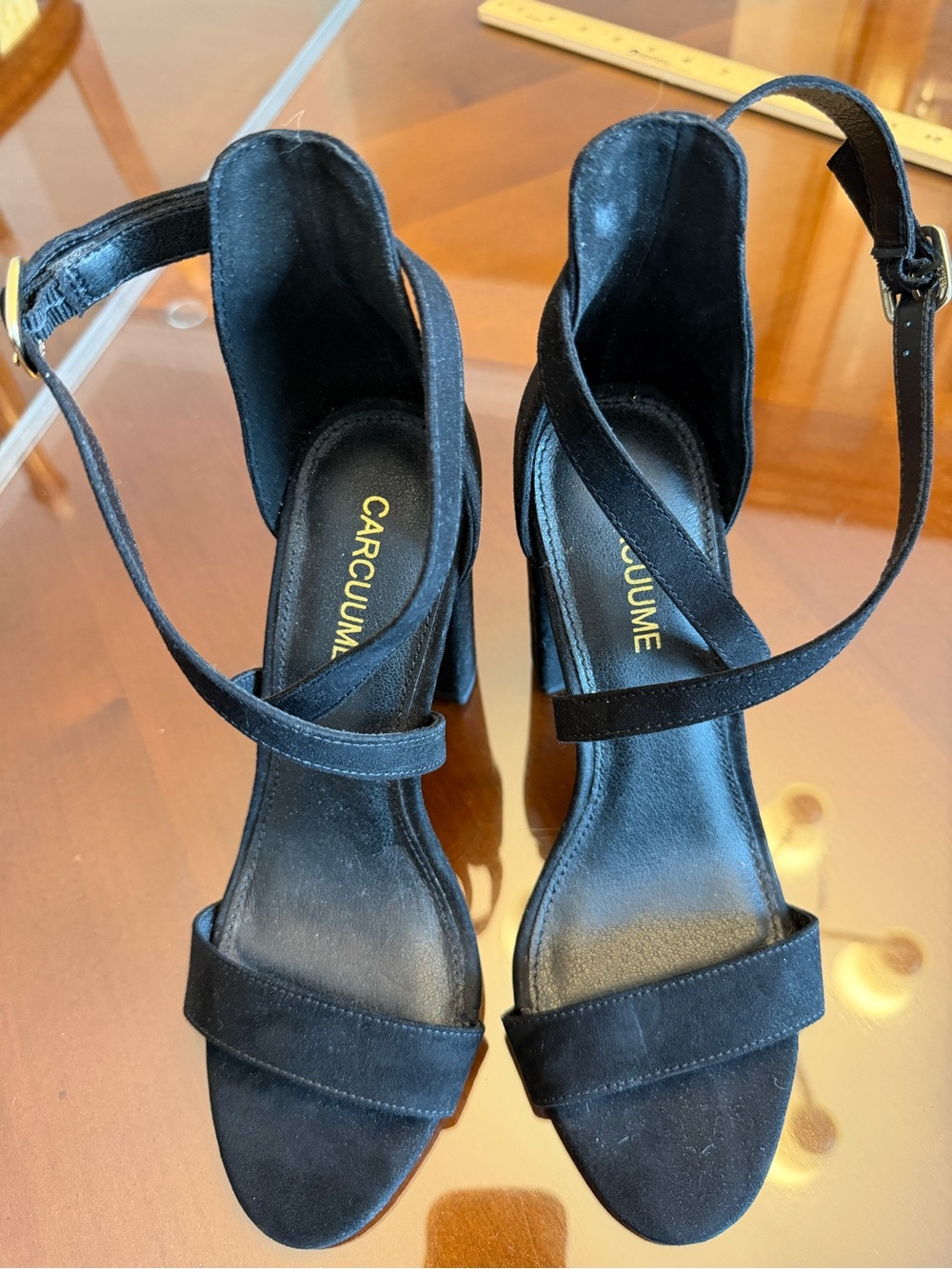 Black Strappy Block Heel Sandals